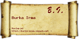 Burka Irma névjegykártya