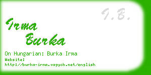 irma burka business card